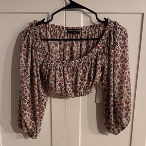 Endless Summer Floral Women's Top - Red and White XS/S